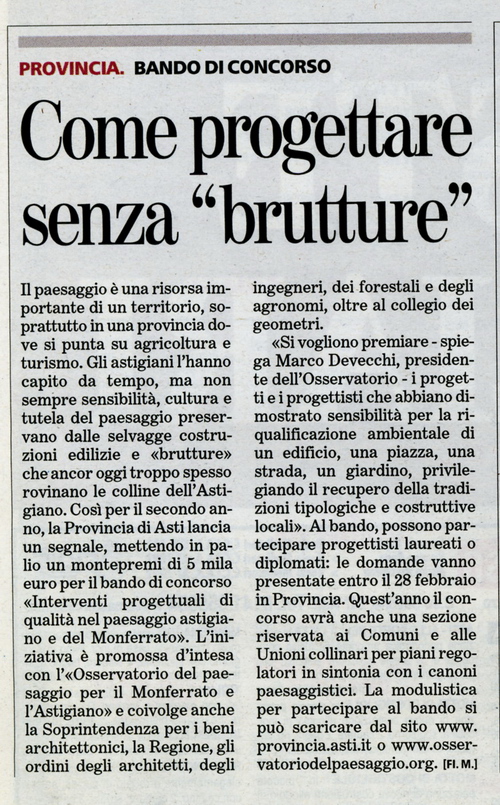 Articolo pubblicato da La Stampa giovedì 8 febbraio 2007